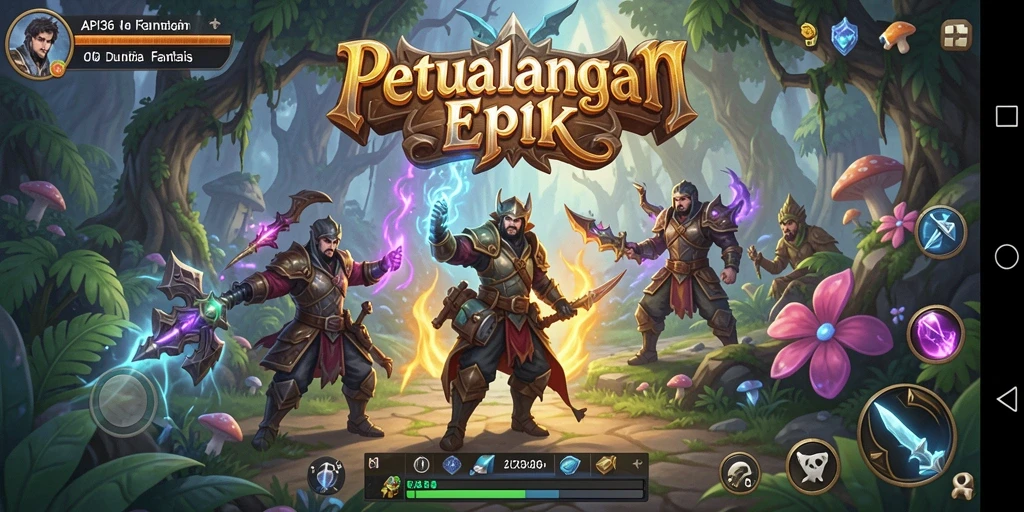 Screenshot dari gameplay menampilkan pertarungan epik dalam RPG API36.