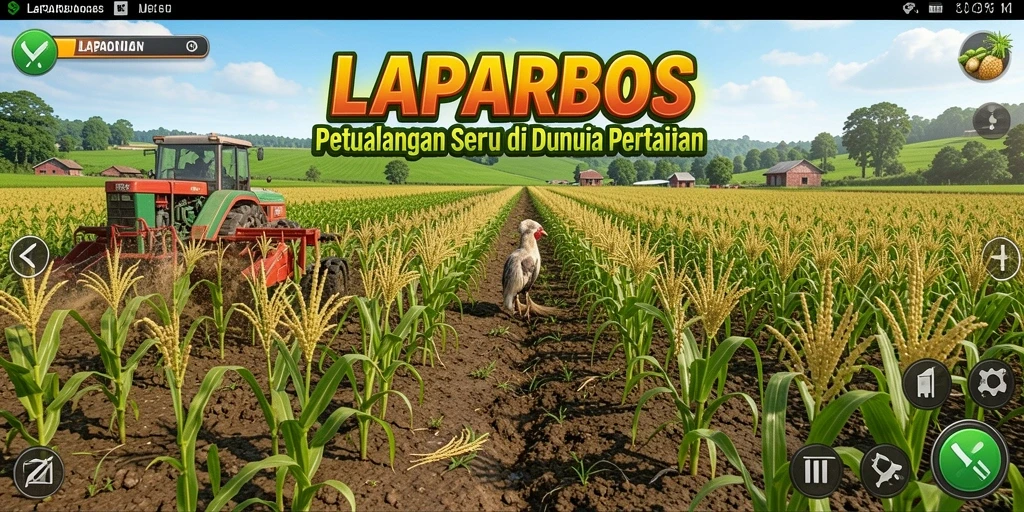 Screenshot utama LAPARBOS menampilkan gameplay pertanian yang menawan.