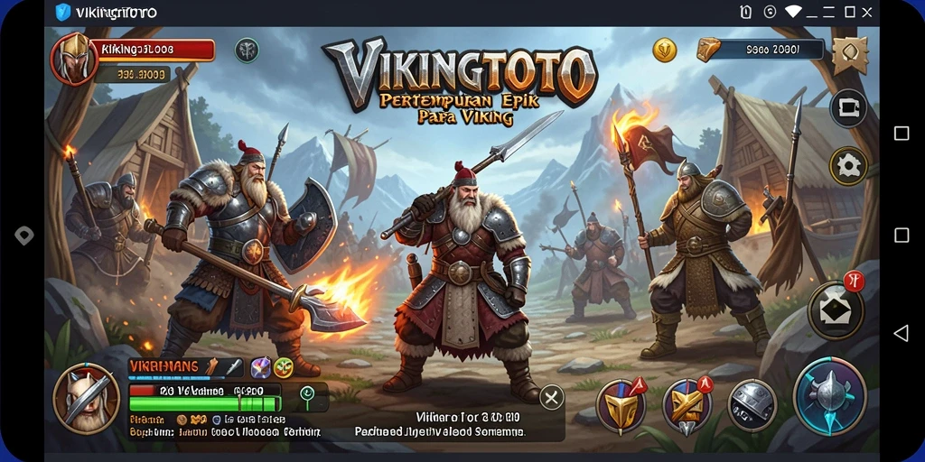 Screenshot game VIKINGTOTO menampilkan aksi pertempuran epik para Viking.